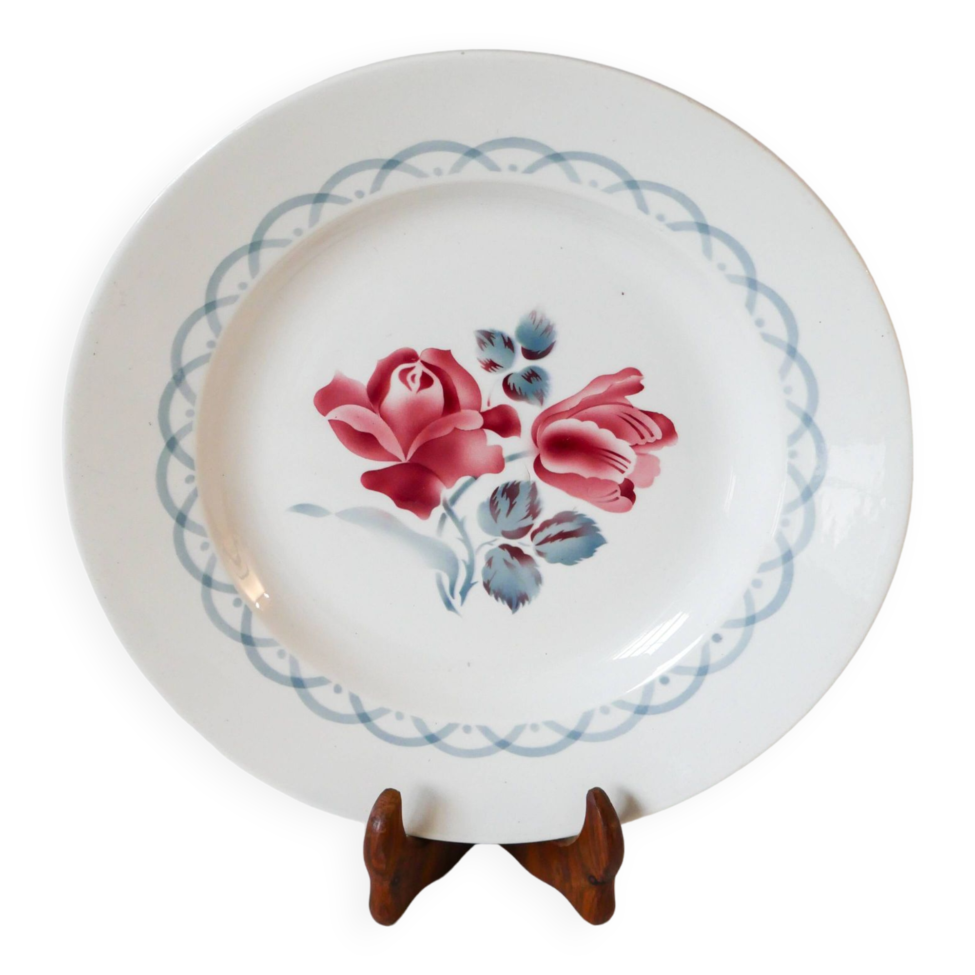 Large Digoin Sarreguemines dish, Cannes model, 1950