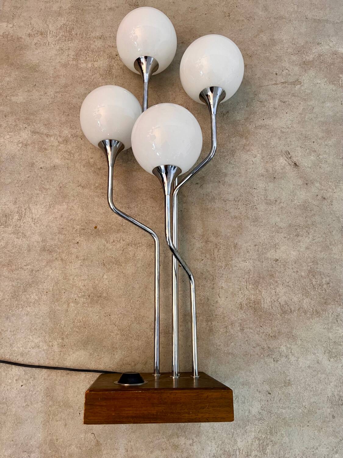 Old metal table lamp Italian design Gioffredo REGGIANI 70s vintage 4 lights