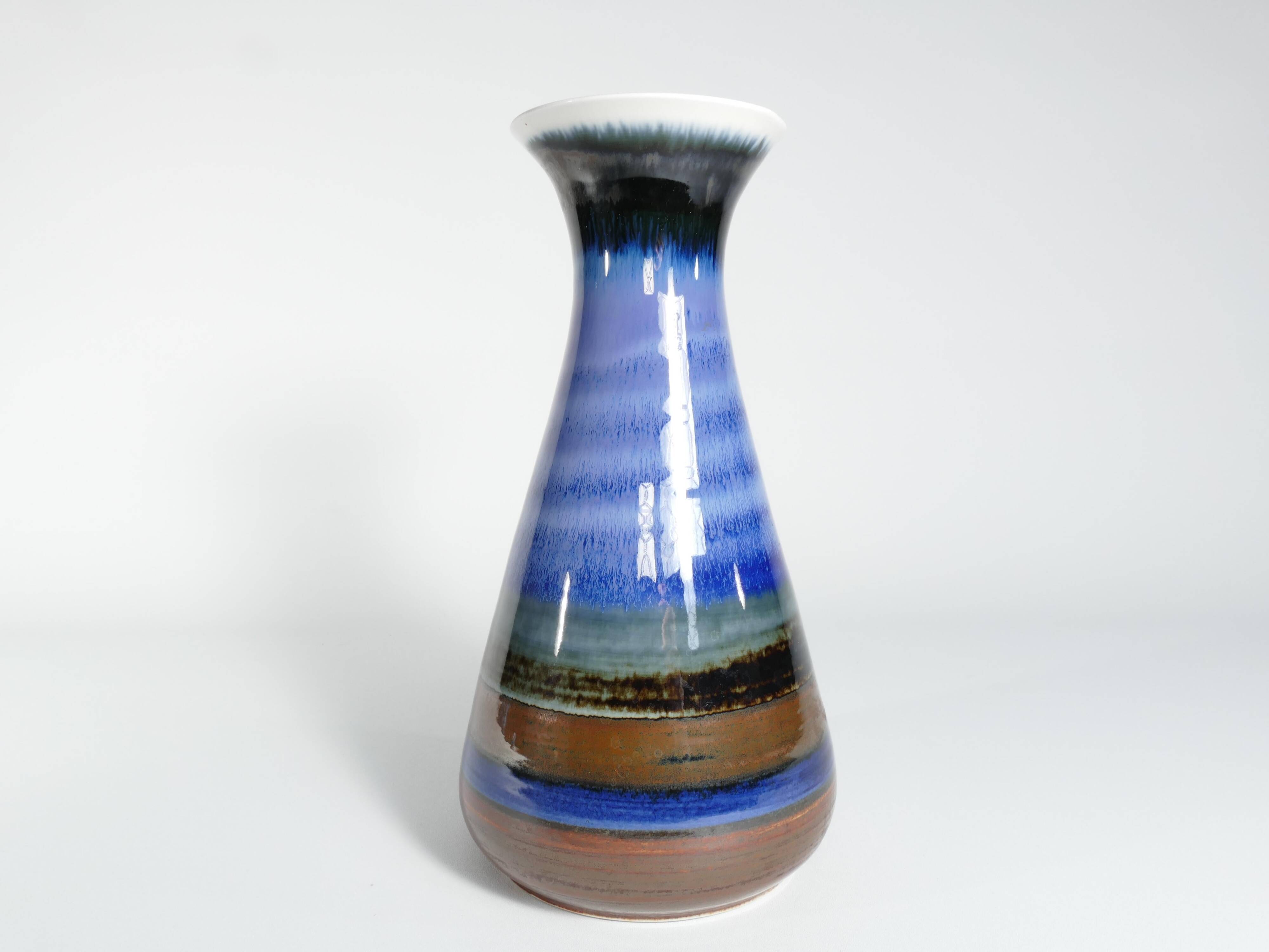 Large Polychrome Stoneware Vase by Gösta Millberg, Rörstrand, Sweden, 1960s