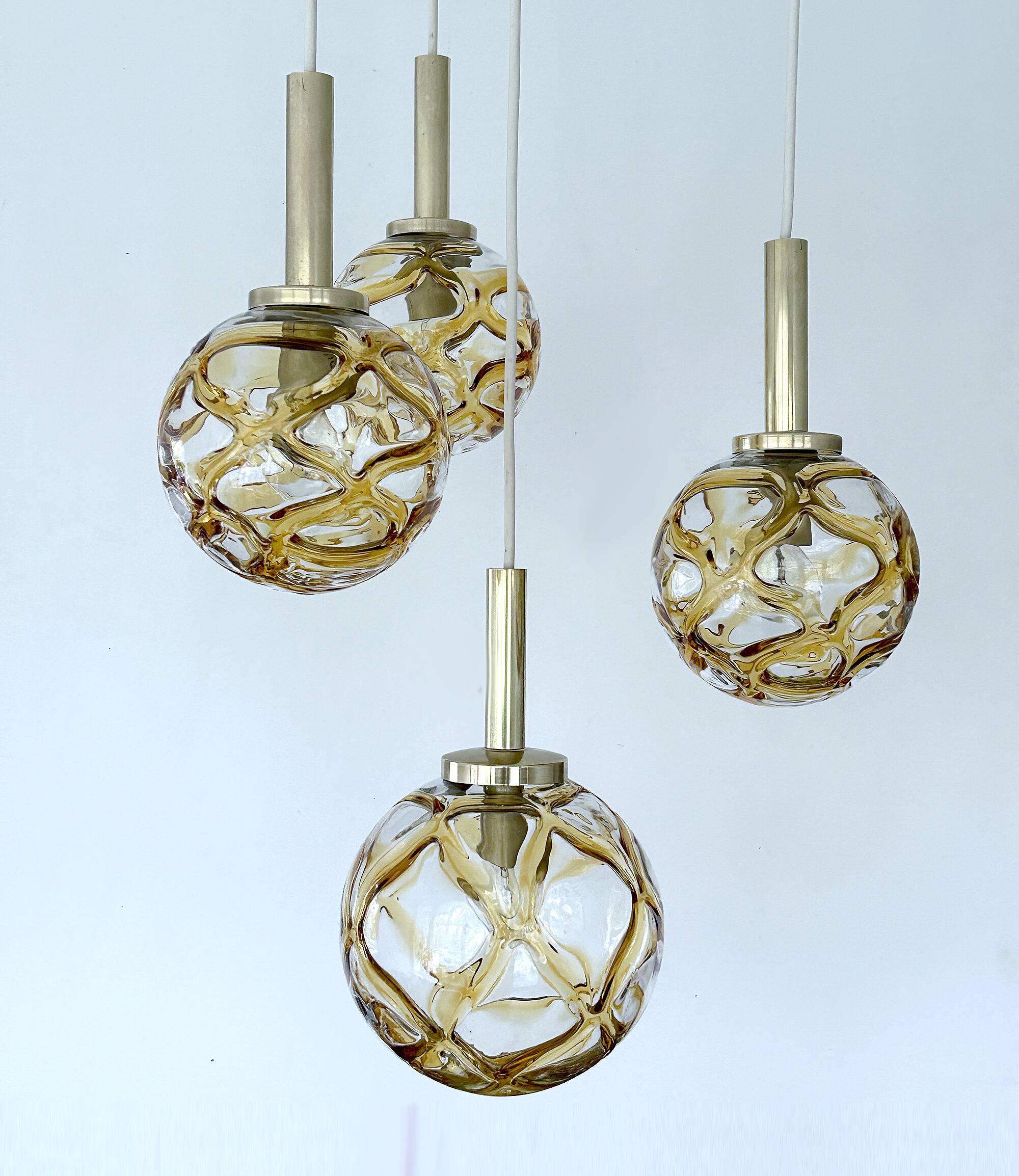 Large Mid Century  Bubble Glass Pendant Light