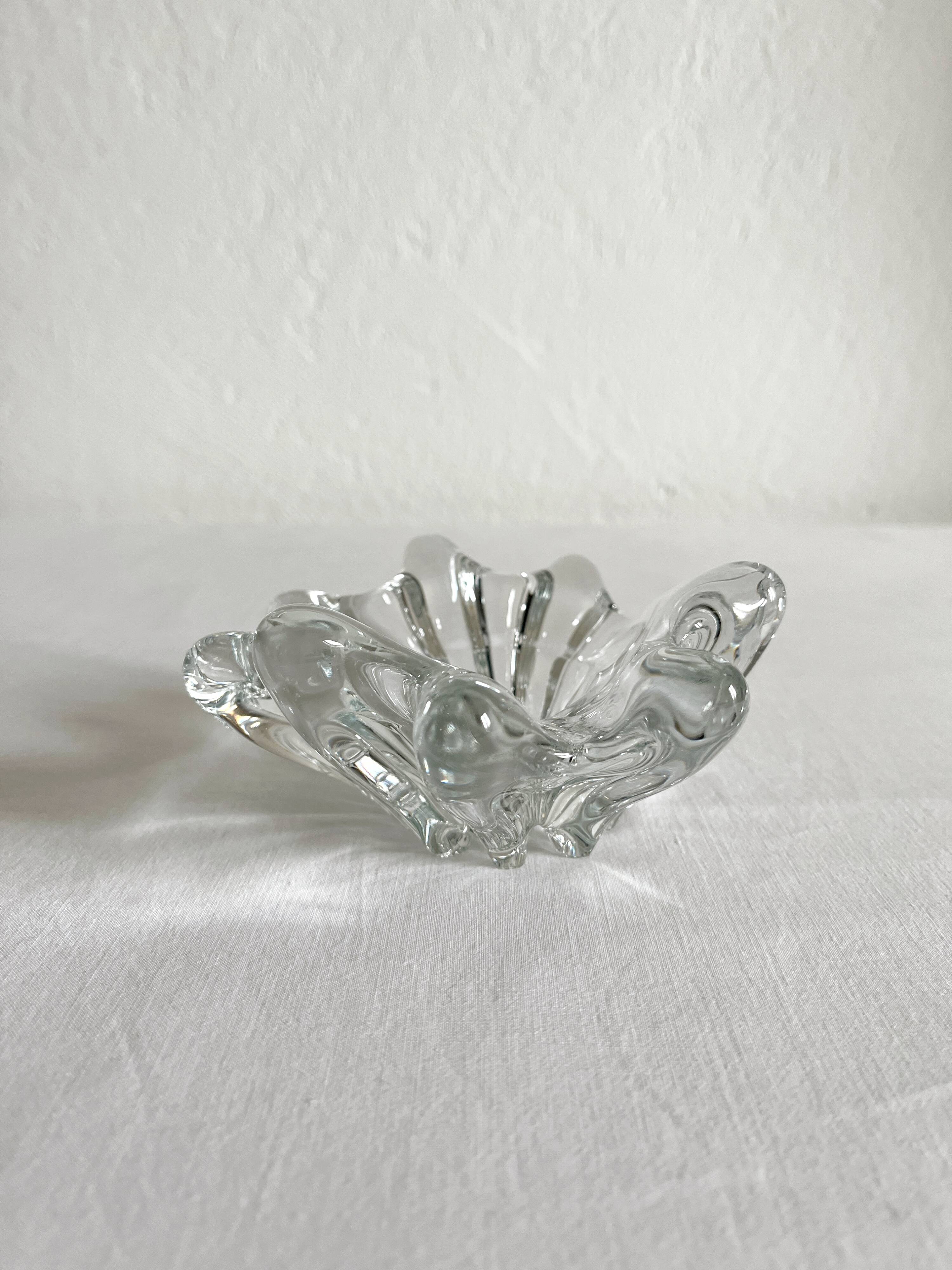 Vintage 70s organic shaped crystal ashtray