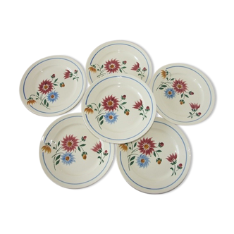 Lot 6 assiettes plates anciennes Lunéville Art Nouveau