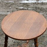Pedestal table of the 60s in beech and oak