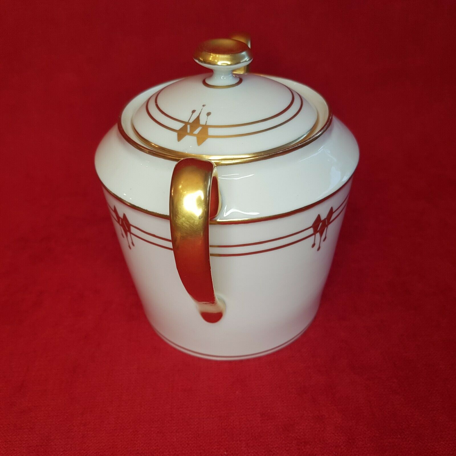 Paillet Limoges - large porcelain sugar pot art deco gilded décor