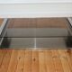 Table low vintage 1970s stainless and glass Jean-François Monnet