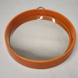 Vintage round mirror 70s / orange plastic