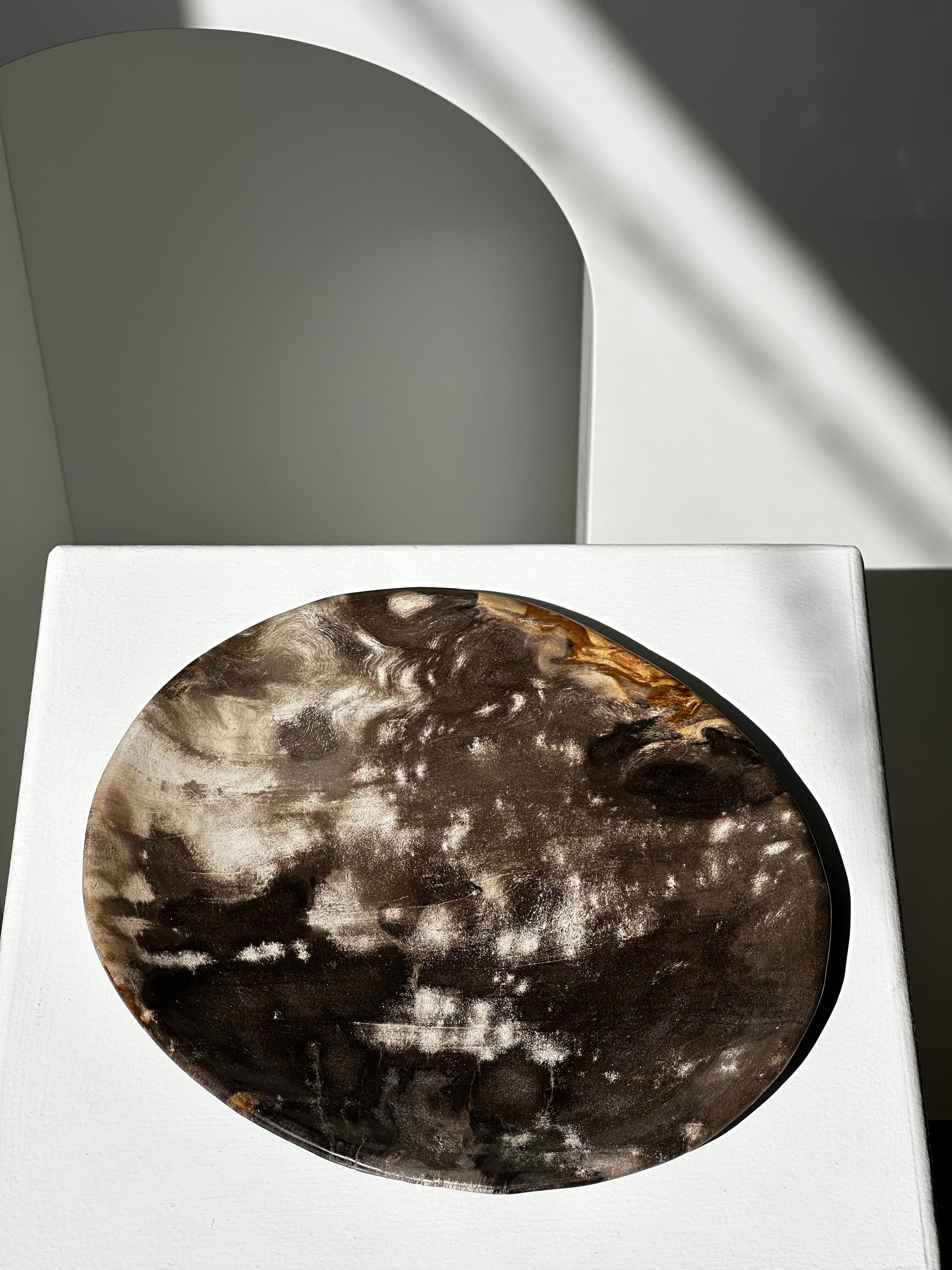 Dish in petrified wood