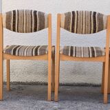 Suite of 4 chairs self beech brass and wool 1960