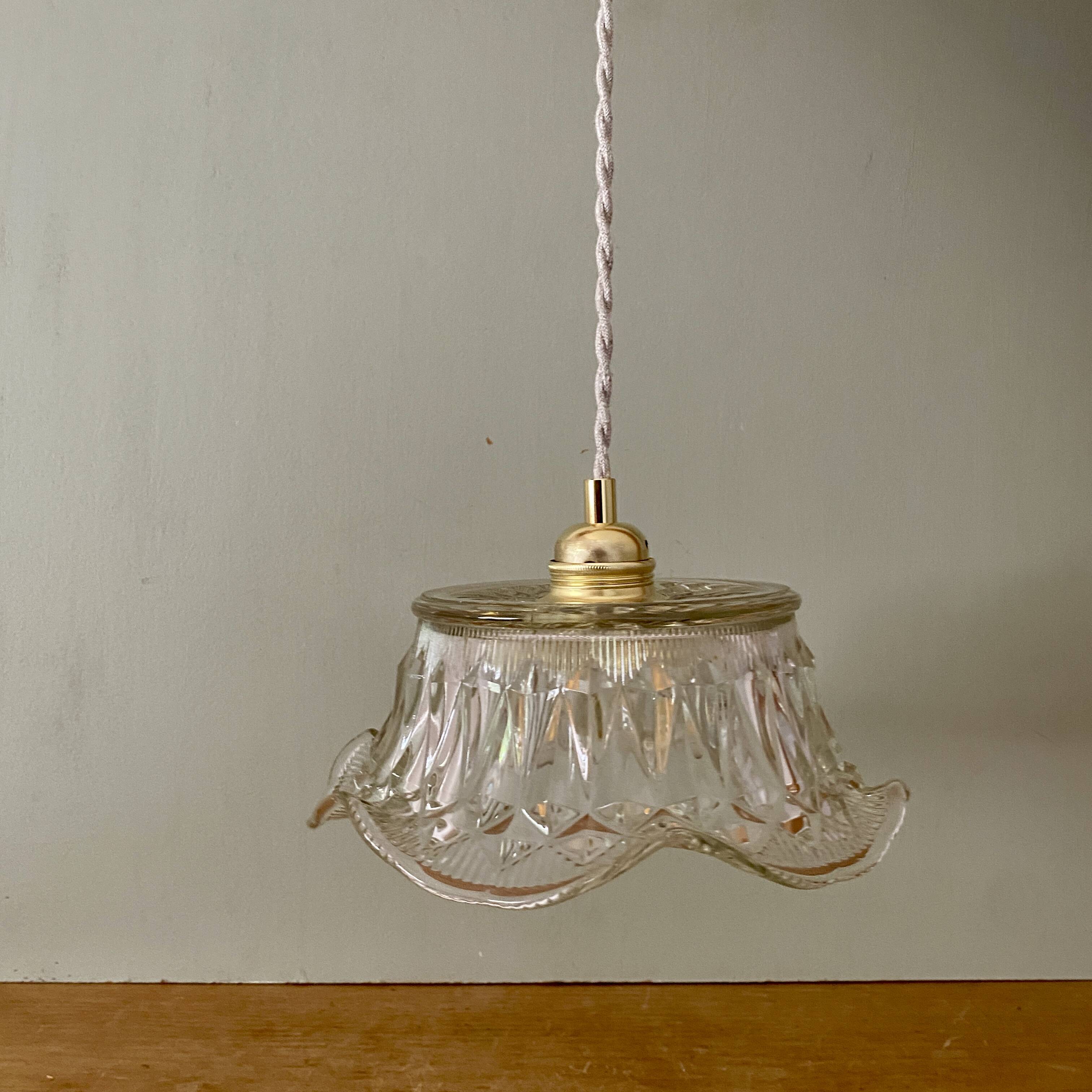 Vintage molded glass lampshade pendant light - tableware collection -
