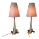 Set de 2 lampes de table italiennes vénitiennes vintage romantiques en verre de Murano.