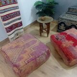 Handmade Berber pouf in wool 60 X 60 X 20 CM