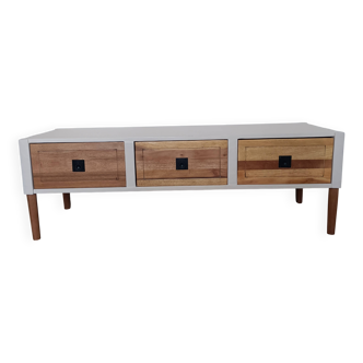 Renovated Scandinavian low furniture - Ideal TV unit - Unique piece