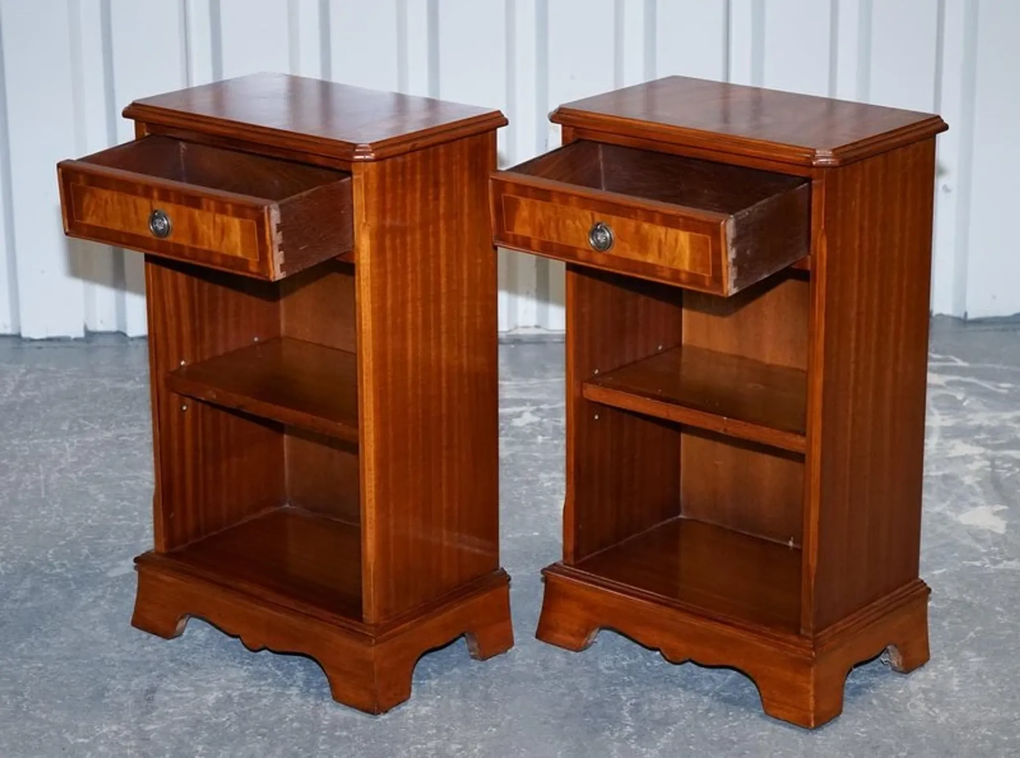 Vintage Georgian Style Walnut Bedside Tables, Set of 2