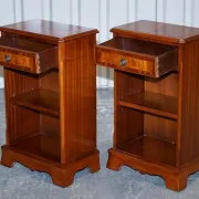 Vintage Georgian Style Walnut Bedside Tables, Set of 2