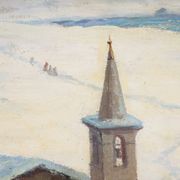 Peinture ancienne Leonardo Roda paysage d’hiver XIXe siècle