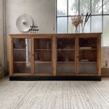 Enfilade de métier en chêne avec portes vitrées