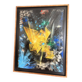 Tableau Peinture Huile Relief Abstrait Géométrique Contemporain Moderne
