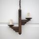 Wooden pendant light, vintage pendant light, 2-light wooden hanging lamp, Gothic