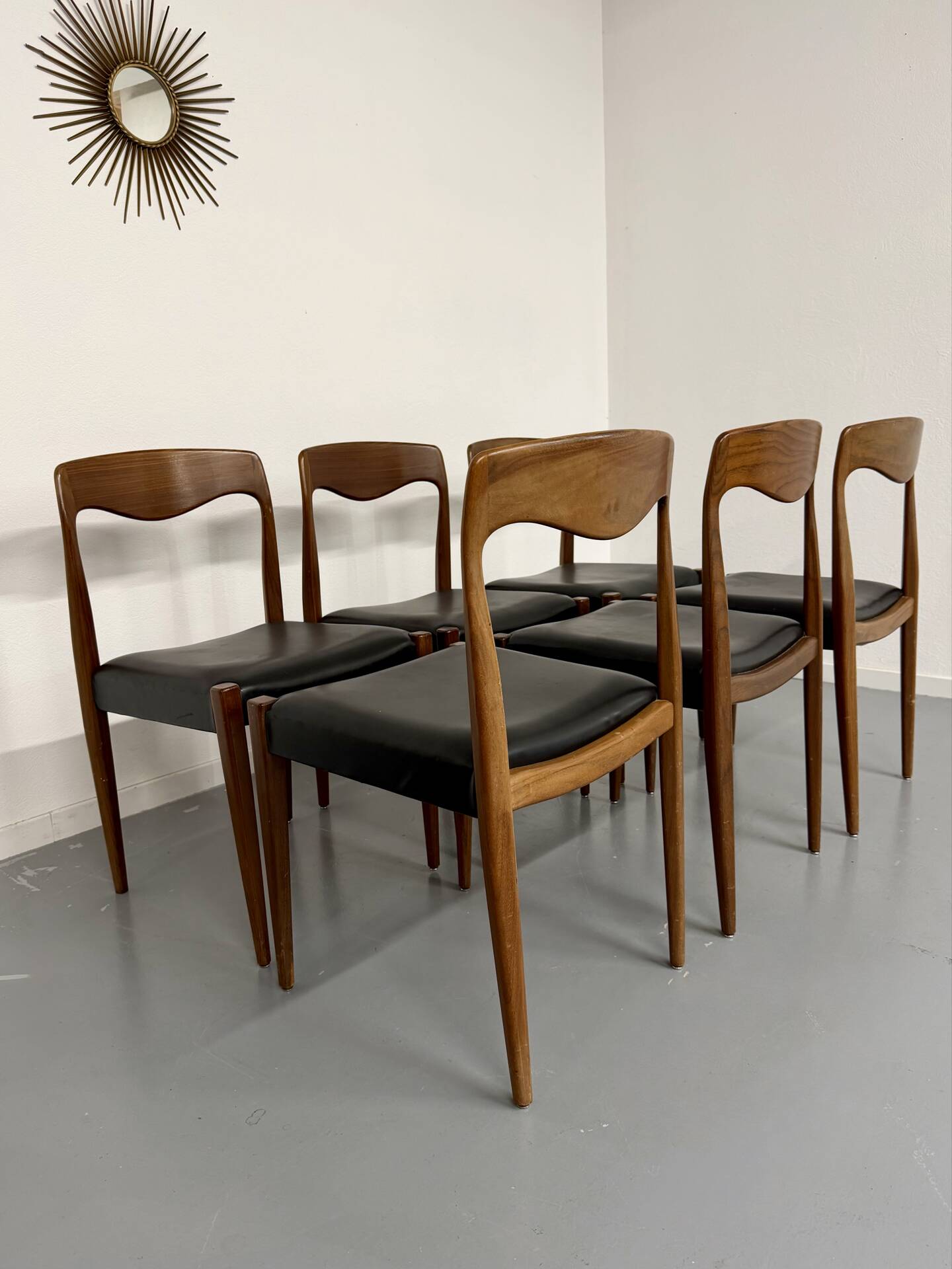 Lot of 6 chairs model 71 Scandinavian design Niels Otto Møller teak an60