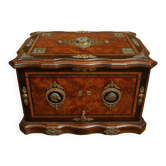 Cigar cabinet / Cigar box in burl wood and decorative bronze