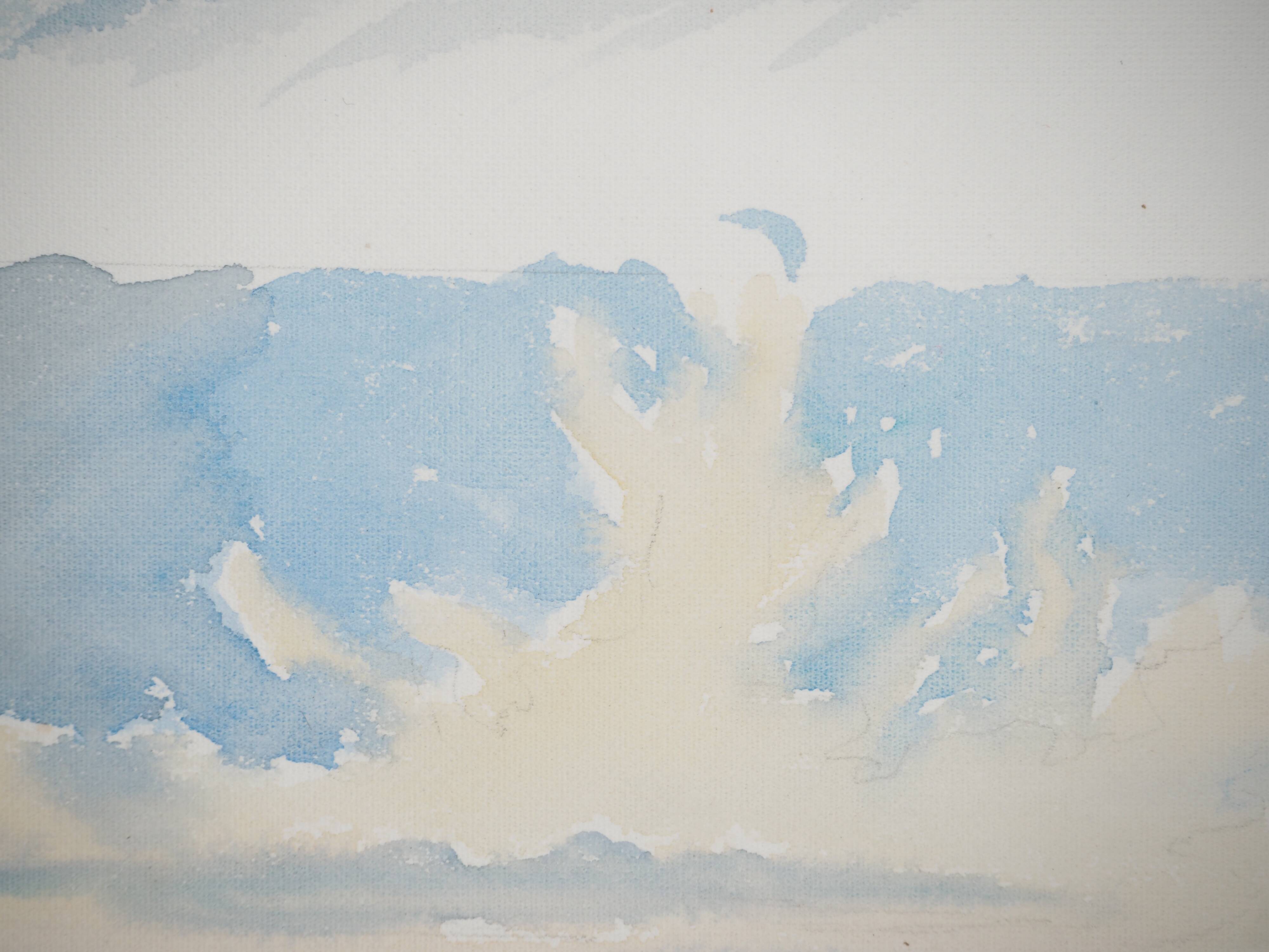 René leverd: switzerland, twilight and dawn, original signed watercolor