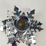 Silver metal snowflake candle holder