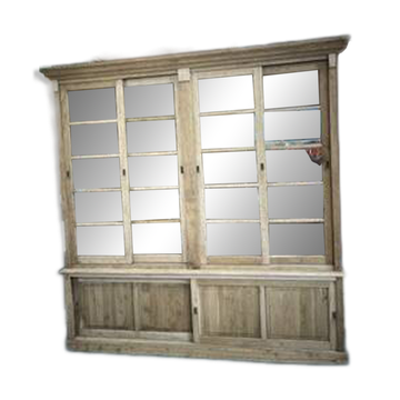 Oak library with sliding door