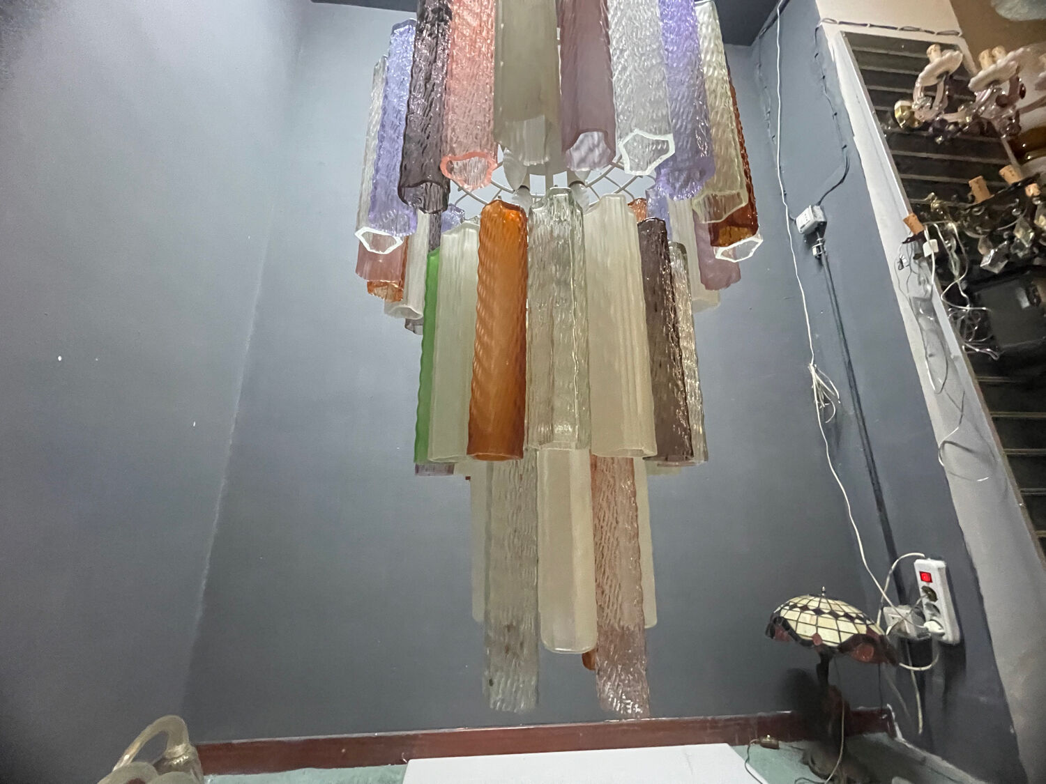 Suspension en verre de Murano italien, style pop art, années 1980.