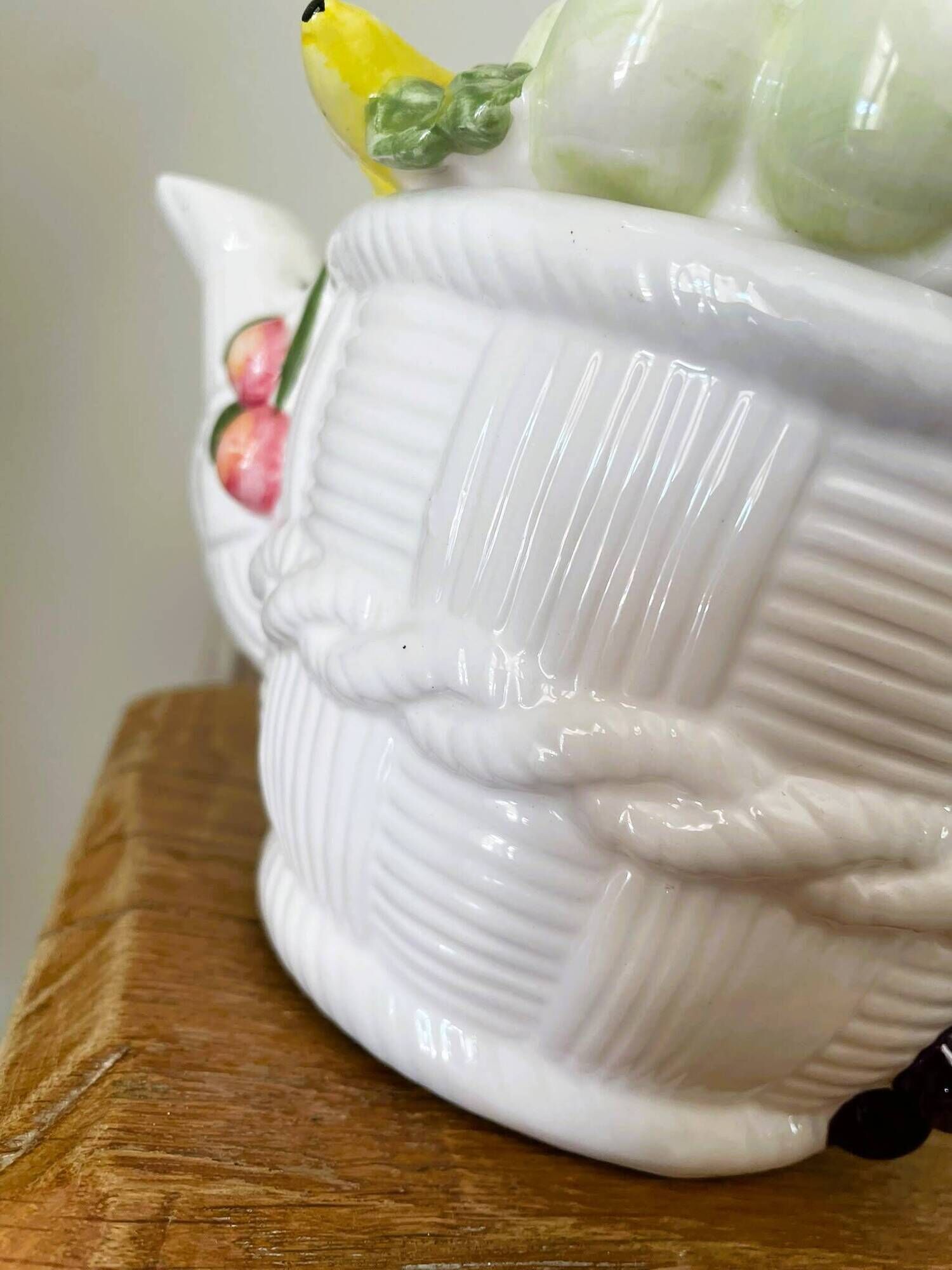 Vintage fruit majolica teapot