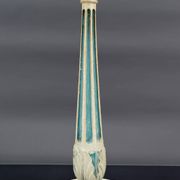 Art Deco wooden lamp painted in white and patinated blue, France, Circa 1920