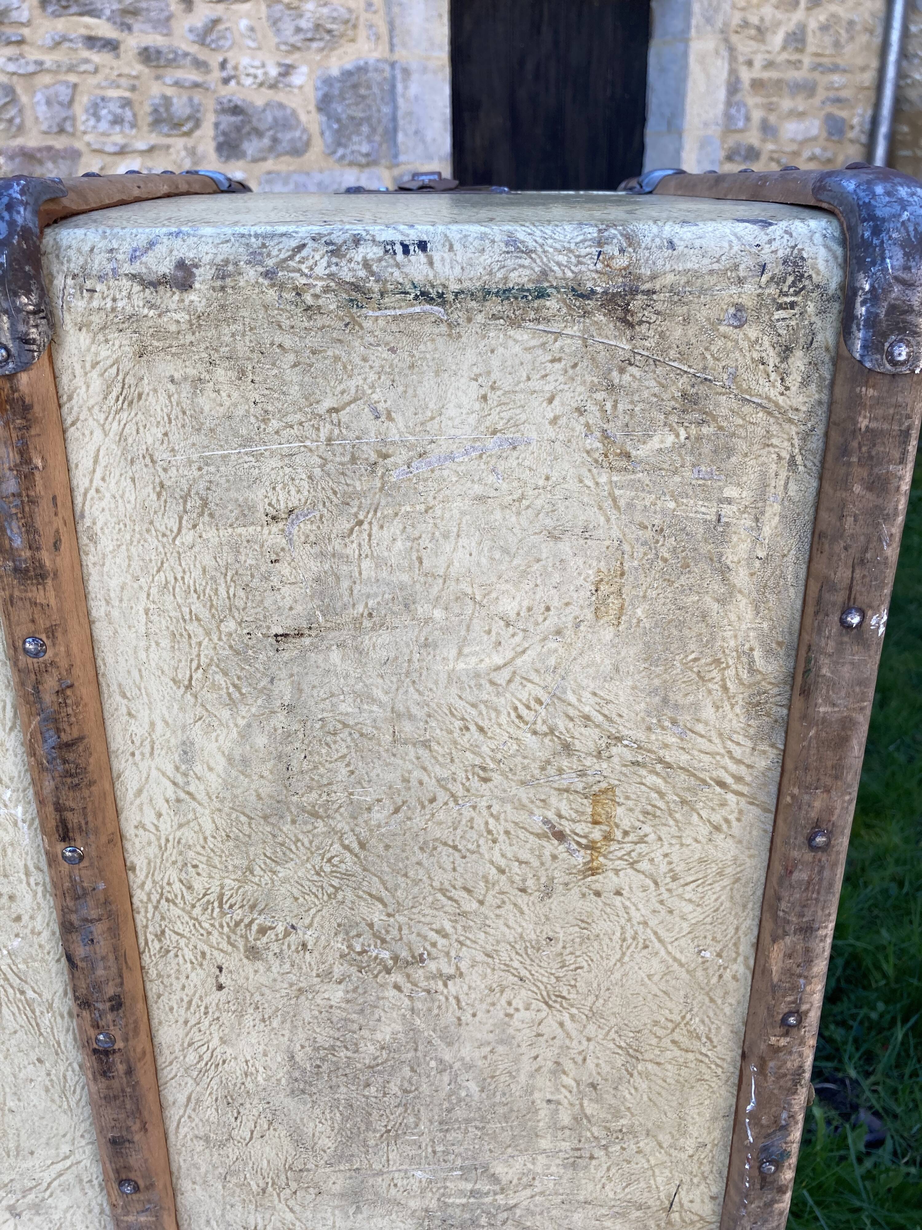Antique wooden travel trunk