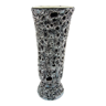 Vase en céramique mate décor Fat Lava noir et blanc - Annette Roux Vallauris - vintage années 60