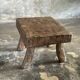 Small stool, rectangular accent stool in solid teak wabi-sabi H26