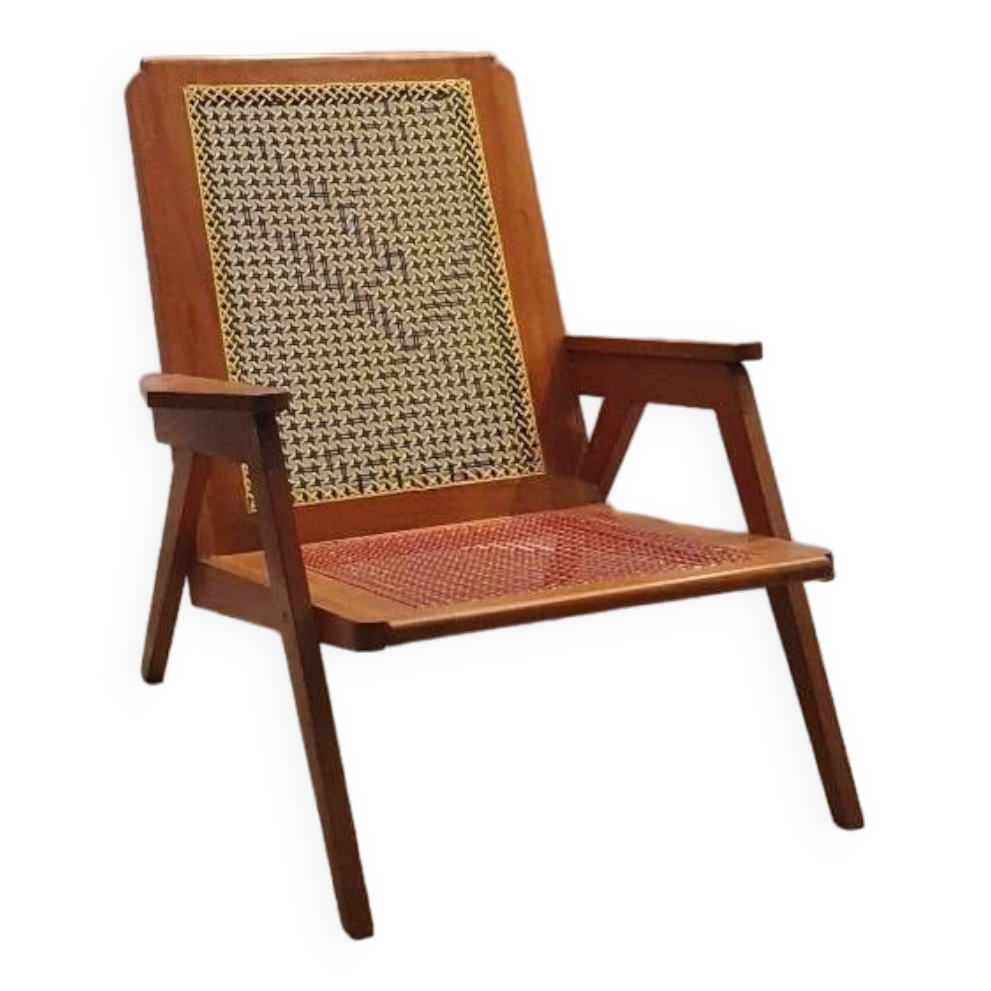 Mahogany cane armchair from the 60s