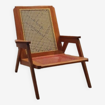 Mahogany cane armchair from the 60s