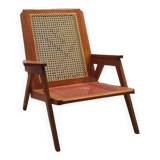 Mahogany cane armchair from the 60s