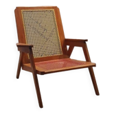 Mahogany cane armchair from the 60s