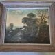 Painting depicting a landscape, forest by the sea.