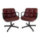 Charles Pollock paire de fauteuils Executive Knoll cuir bordeaux 1970