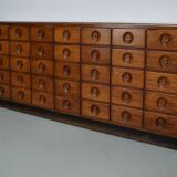 Vintage Mid-Century Large Dutch Oak & Glass Shop Counter Cabinet / Vitrine