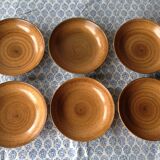 Lot de 6 assiettes creuses en grès, faïencerie longchamp
