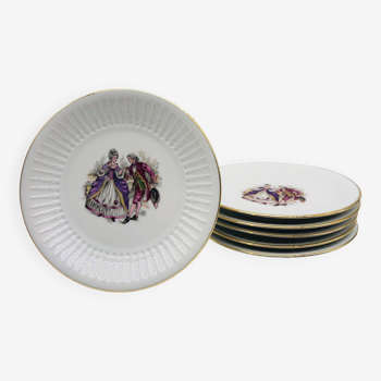 Set of 6 “Chauvigny FD” porcelain dessert plates