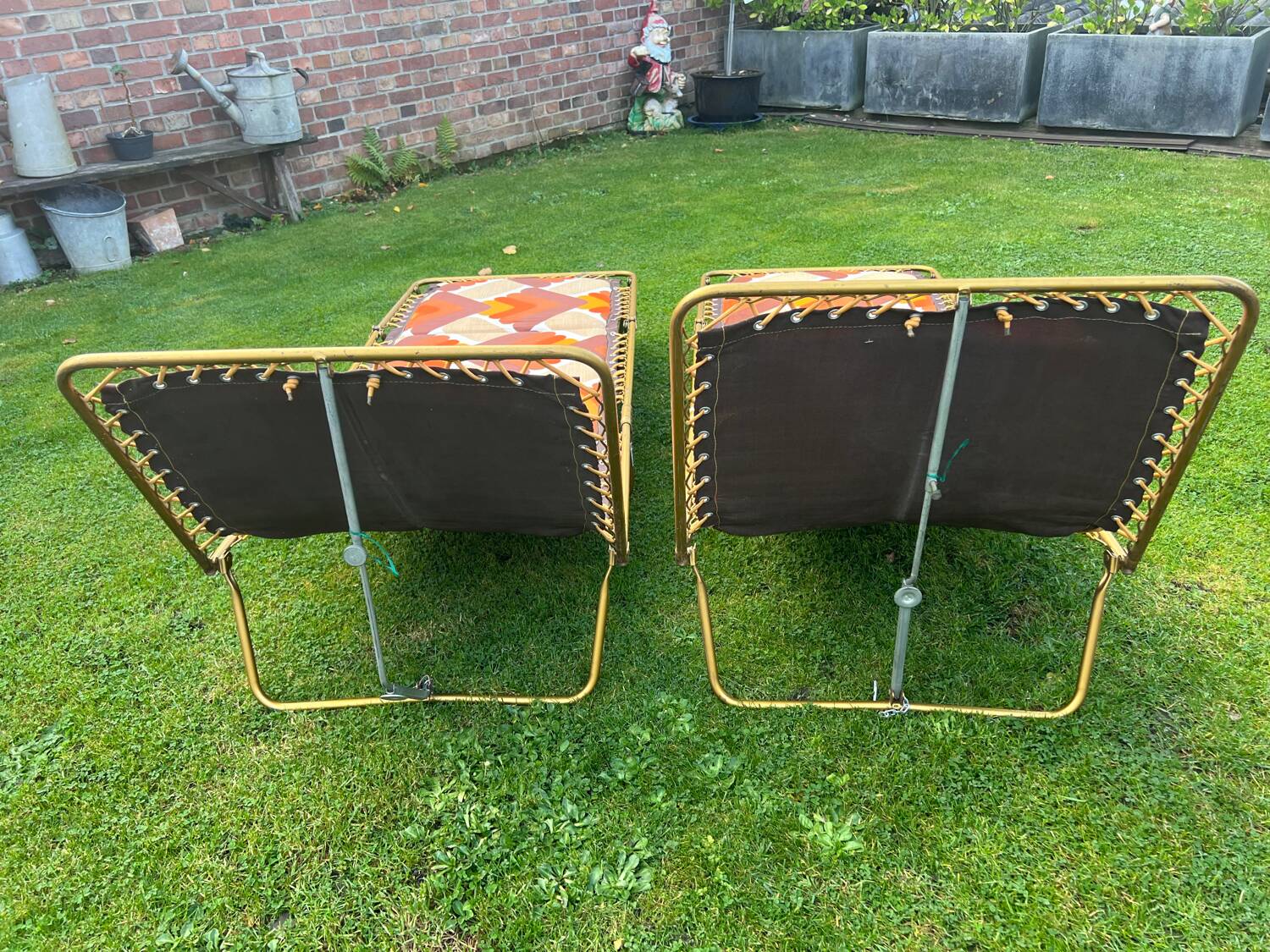 Pair of vintage Lafuma sun loungers in perfect condition