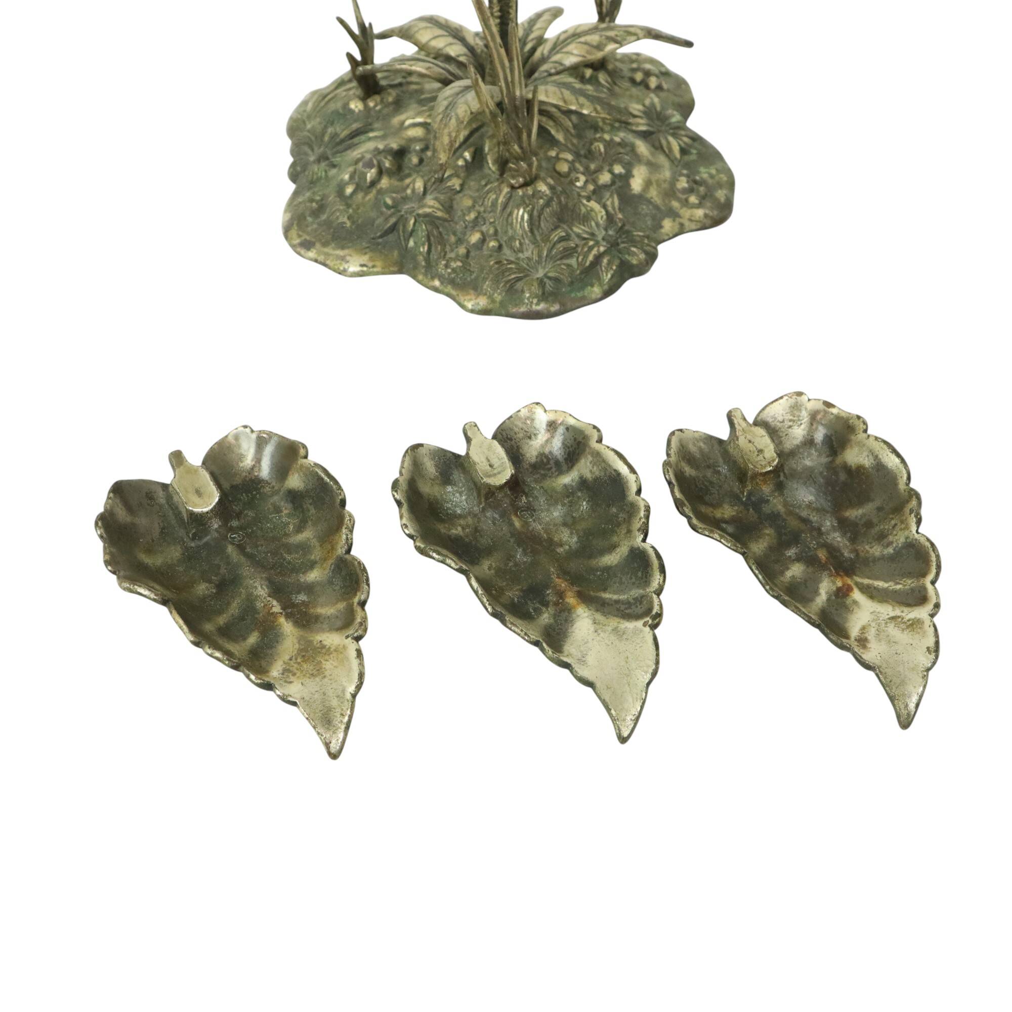 Grand cendrier tournesol en bronze argenté S. Agudo 62 cm