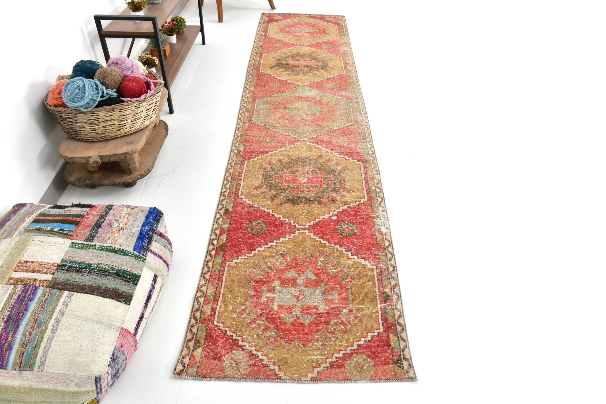 3x12 Red Tribal Turkish Runner Rug 83x370Cm SK 24645