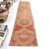 3x12 Red Tribal Turkish Runner Rug 83x370Cm SK 24645