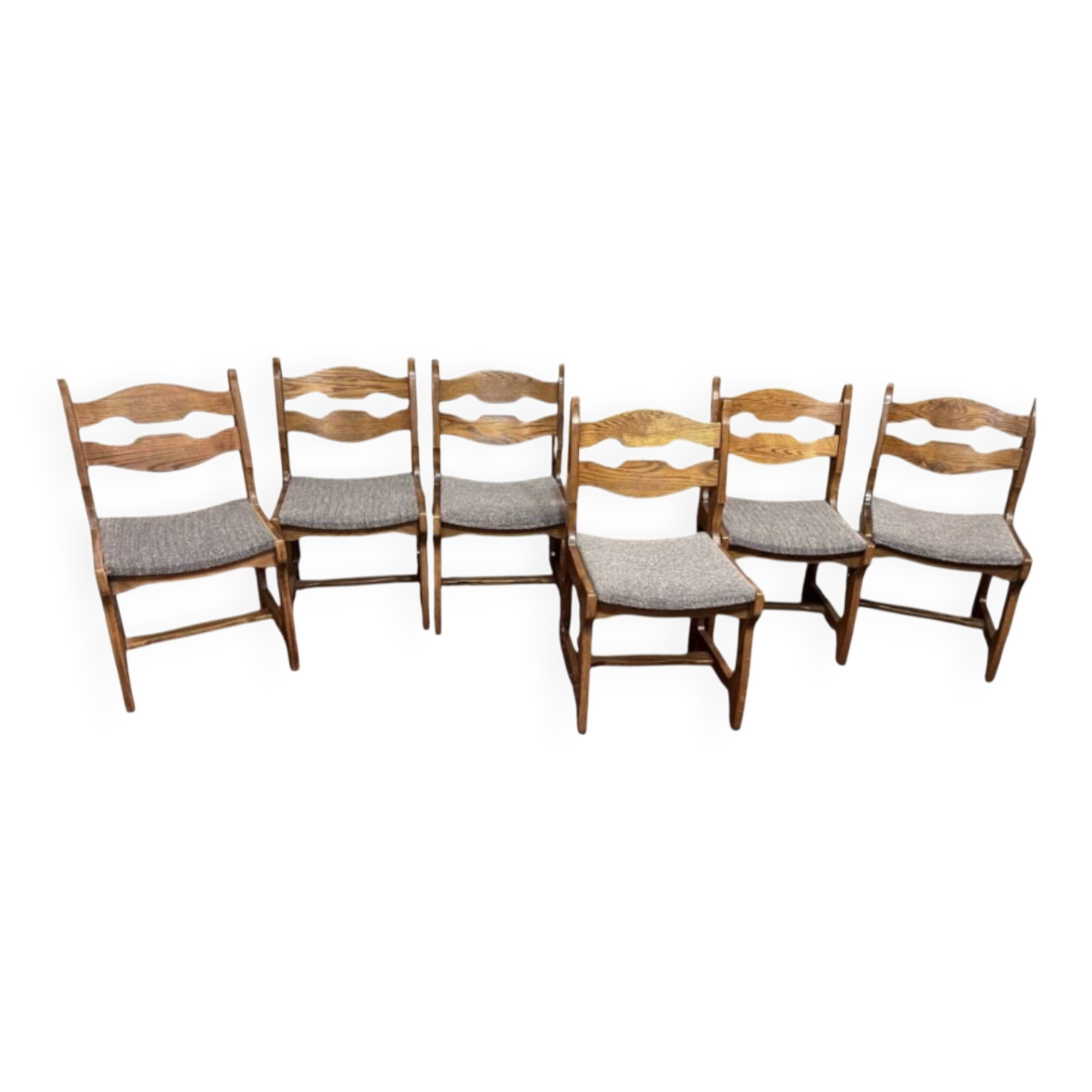 6 Vintage Brutalist Dining Chairs, 1970