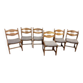 6 Vintage Brutalist Dining Chairs, 1970