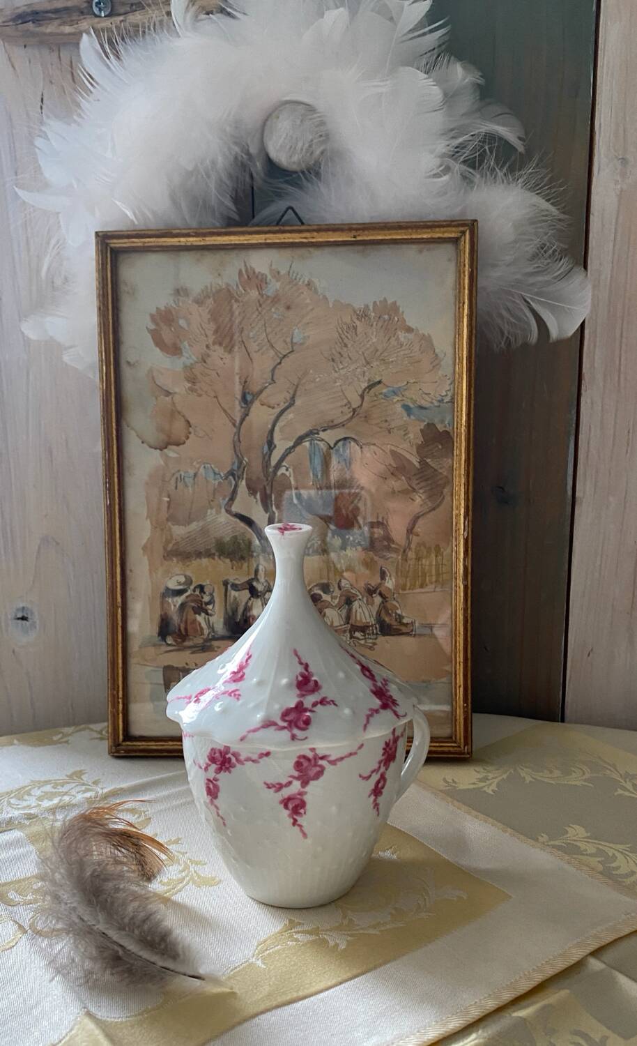 Limoges porcelain cup with lid