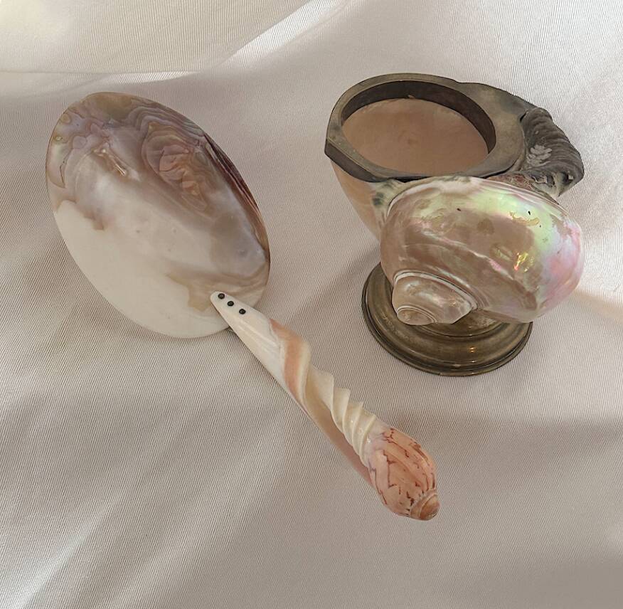 1920 French Antique Mother of Pearl and Shell Large Spoon